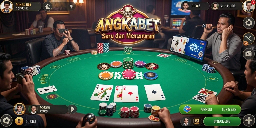 Tampilan gameplay menegangkan di ANGKABET Poker.