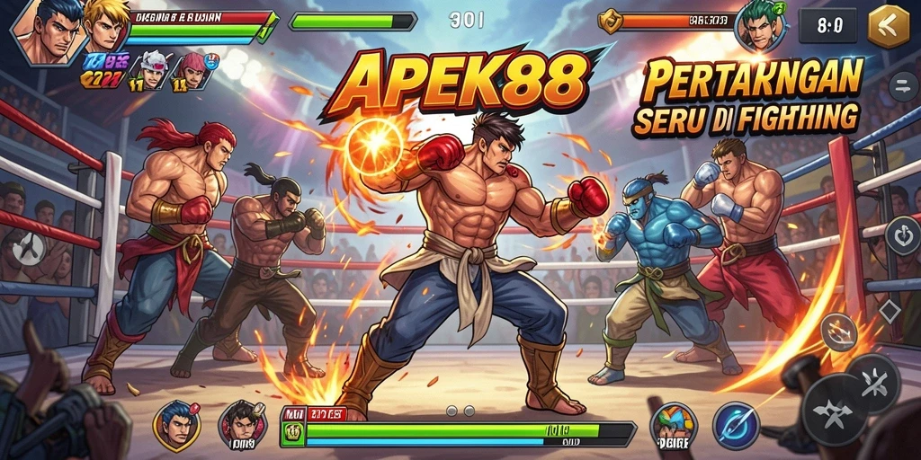 Gameplay APEK88 yang penuh aksi dan seru di arena pertarungan.