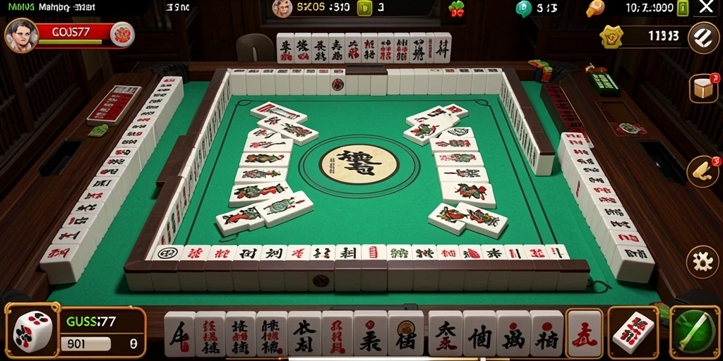 Tangkapan layar GUS77 menampilkan momen mendebarkan dalam permainan Mahjong.