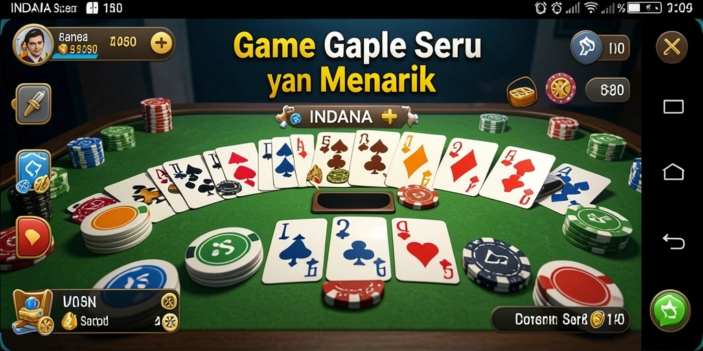 Screenshot gameplay INDAAA menampilkan suasana bermain Gaple yang seru.