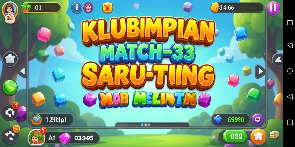 Gameplay menarik KLUBIMPIAN dengan permata warna-warni.