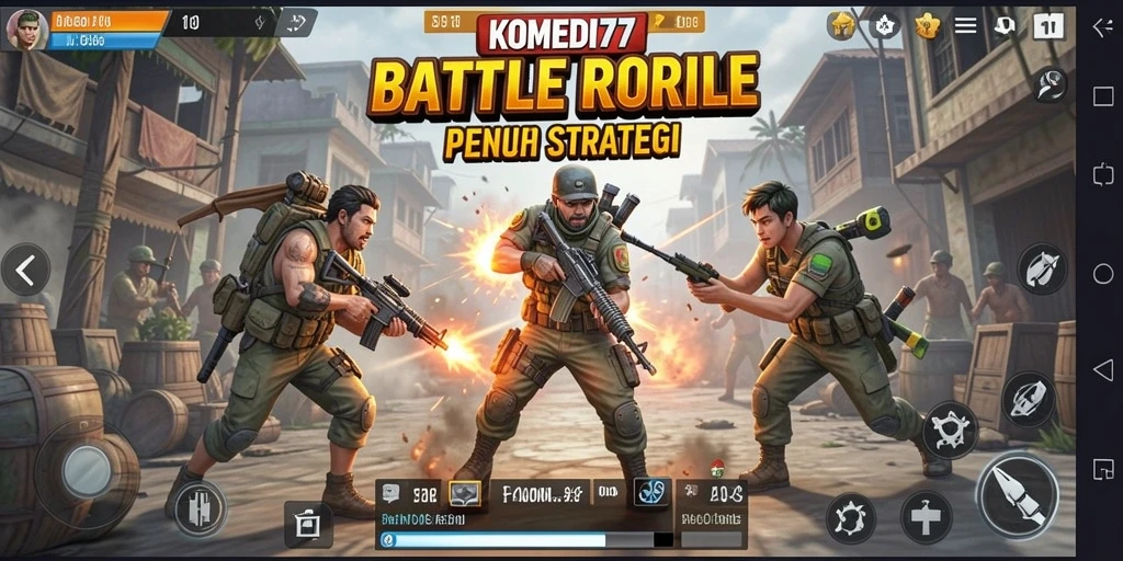 Tampilan gameplay seru dalam KOMEDI77 Battle Royale.
