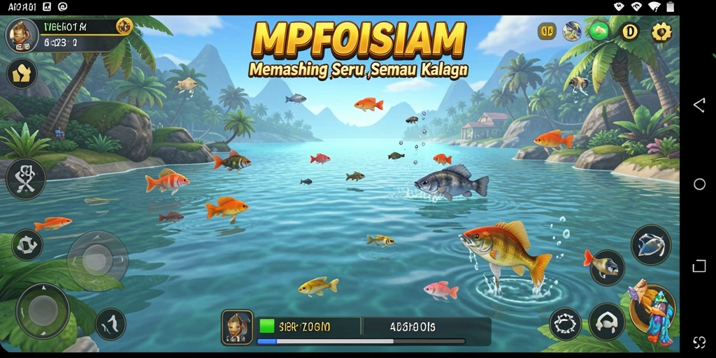 Tampilan gameplay MPOID yang mengesankan dengan suasana memancing yang realistis.