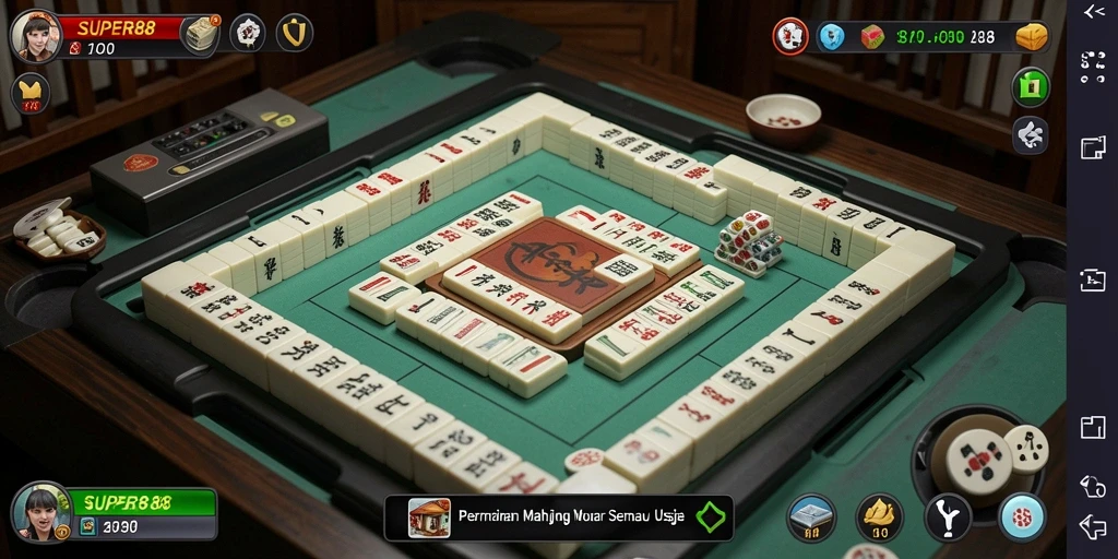 Tampilan gameplay menarik dari SUPER88 Mahjong yang menantang.