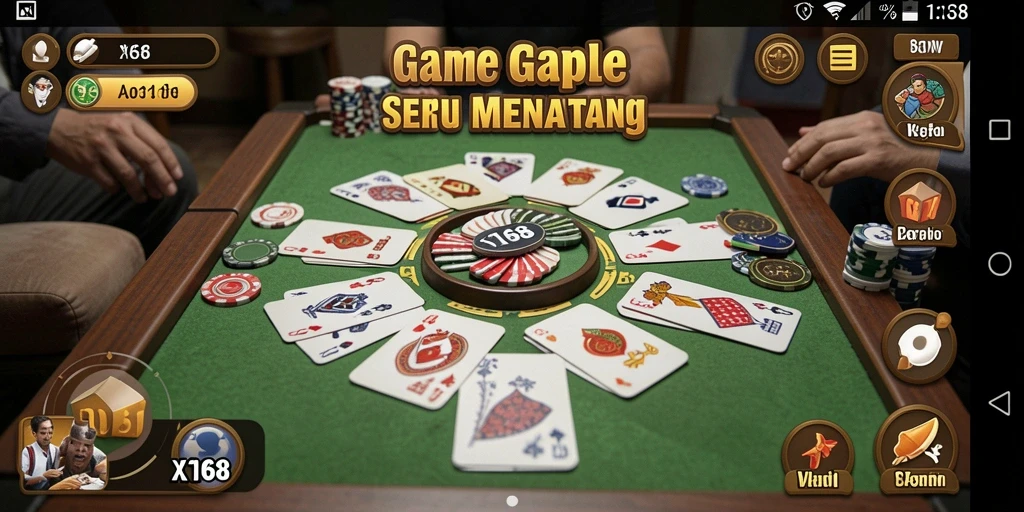 Tampilan gameplay Gaple yang seru dan interaktif dalam X168.